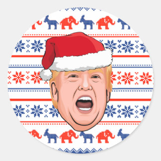 Pegatina Redonda Navidades DONALD TRUMP