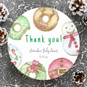 Pegatina Redonda Navidades donuts Gracias, nena ducha