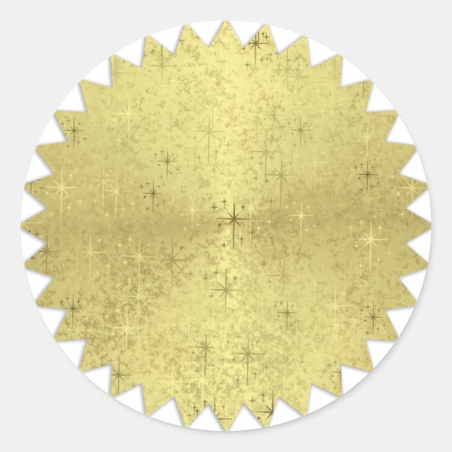 Pegatina Redonda Navidades dorados vacaciones estrellas Zig Zag Edg (Anverso)