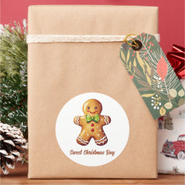 Pegatina Redonda Navidades dulces Boy Gingerbread Cookie