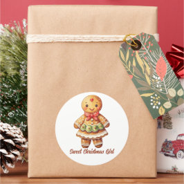 Pegatina Redonda Navidades dulces Chica Gingerbread Cookie
