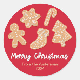 Pegatina Redonda Navidades dulces Gingerbread Cookies
