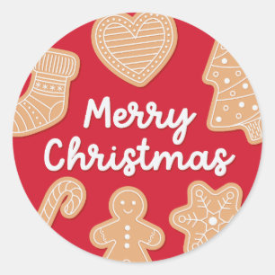 Pegatina Redonda Navidades dulces Gingerbread Cookies