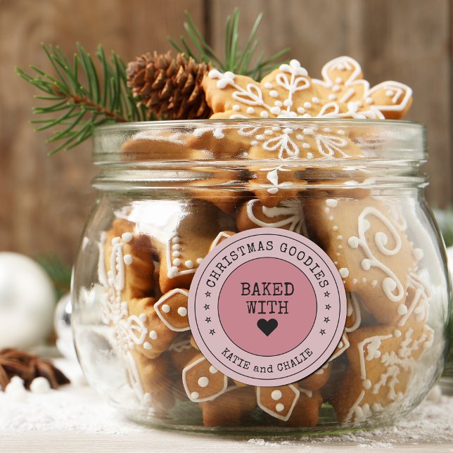 Pegatina Redonda Navidades educados Goodies Heart Personalized (Modern Christmas Goodies Heart Personalized Classic Round Sticker)