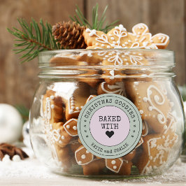 Pegatina Redonda Navidades educados Goodies Heart Personalized