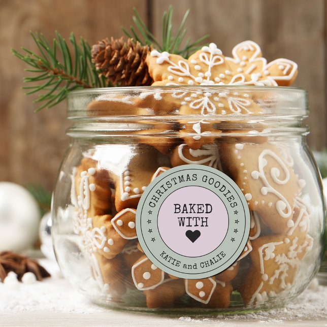 Pegatina Redonda Navidades educados Goodies Heart Personalized (Modern Christmas Goodies Heart Personalized Classic Round Sticker)