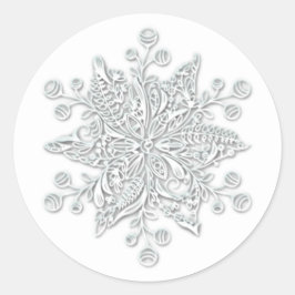Pegatina Redonda Navidades elegantes Snowflake
