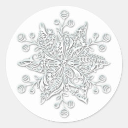 Pegatina Redonda Navidades elegantes Snowflake
