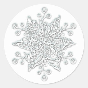 Pegatina Redonda Navidades elegantes Snowflake
