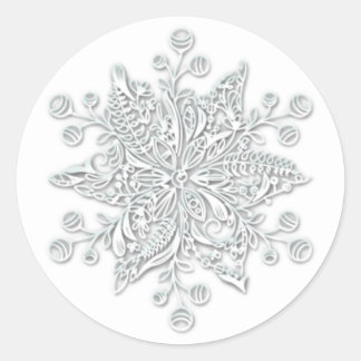Pegatina Redonda Navidades elegantes Snowflake
