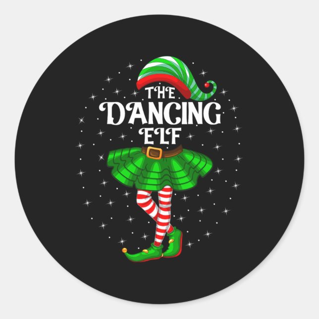 Pegatina Redonda Navidades Elf bailarinas Familia Matando Chicas (Anverso)
