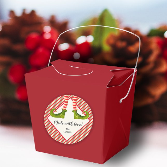 Pegatina Redonda Navidades Elf Bienes Caseros Vacaciones Pequeñas (Sheet of 20 1-1/2" stickers personalized with your details (box sold separately.))