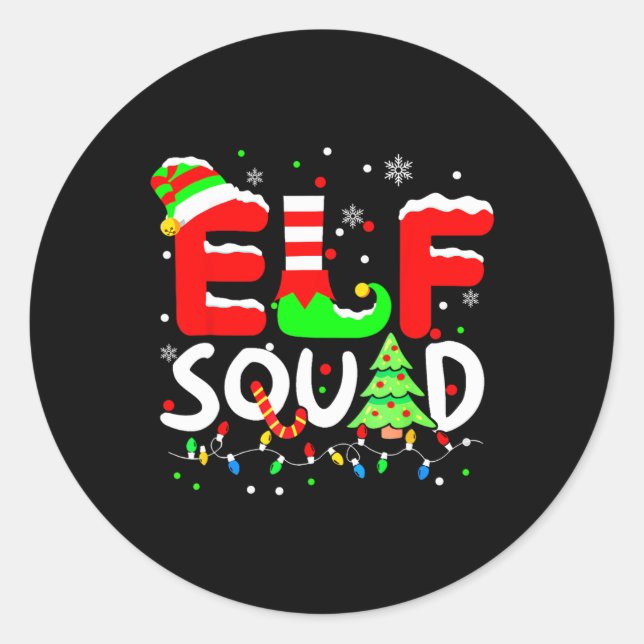 Pegatina Redonda Navidades Elf Squad coinciden con la familia Toddl (Anverso)