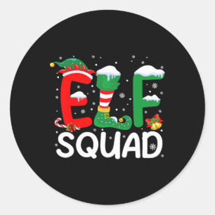Pegatina Redonda Navidades Elf Squad Familia Pareja A Niños Pajamas