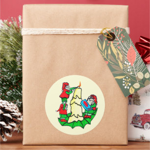 PEGATINA REDONDA NAVIDADES ELVES