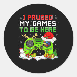 Pegatina Redonda Navidades En El Que He Parado Mi Juego Para Estar 