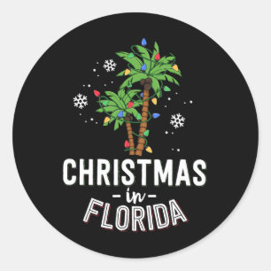 Pegatina Redonda Navidades En Florida Decoran A La Familia De Las P