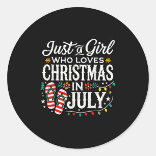 Pegatina Redonda Navidades En Julio Chicas De Camisas Funny Summer 