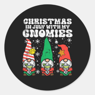 Pegatina Redonda Navidades En Julio Gnomes Nochebuena De Verano Coi