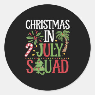 Pegatina Redonda Navidades En Julio Squad Family Tee Beach Vacacion