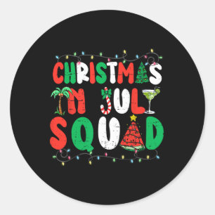 Pegatina Redonda Navidades En Julio Squad Funny Summer Xmas Hombres