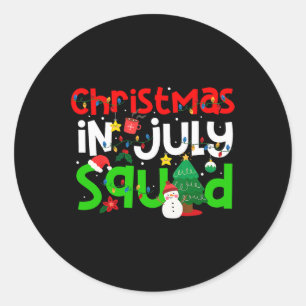Pegatina Redonda Navidades En Julio Squad Funny Summer Xmas Hombres