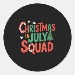 Pegatina Redonda Navidades En Julio Squad Funny Vacaciones De Veran