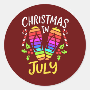 Pegatina Redonda Navidades En Julio Vacaciones De Verano