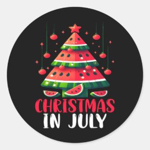 Pegatina Redonda Navidades En Julio Watermelon Xmas Tree Mens Mujer