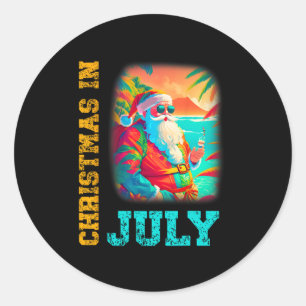 Pegatina Redonda navidades en july santa beach verano verano 1.png
