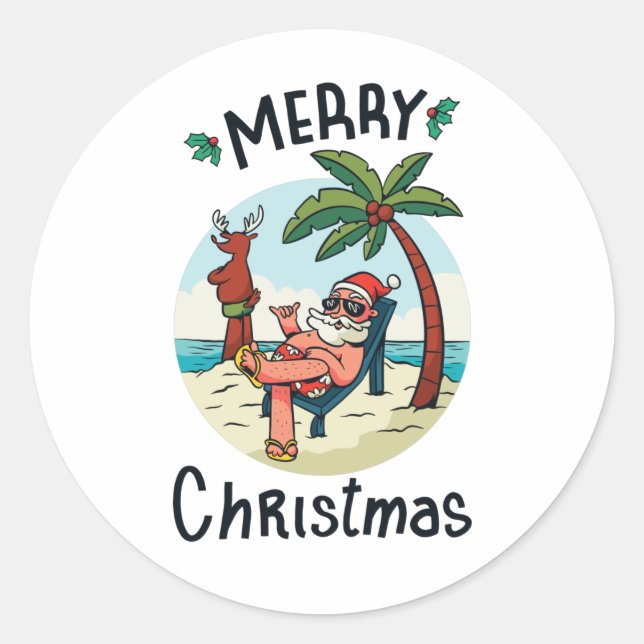 Pegatina Redonda Navidades en la tarjeta postal de los Pegatinas de (Anverso)