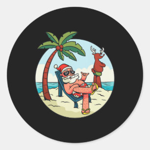 Pegatina Redonda Navidades En Los Navidades De Playa En Julio