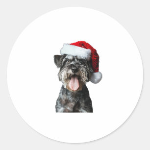 Pegatina Redonda Navidades en miniatura de Schnauzer