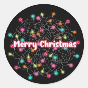 Pegatina Redonda Navidades enredaderos alumbran Feliz Navidad Neon 