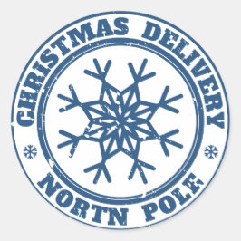 Pegatina Redonda Navidades entregan polo norte