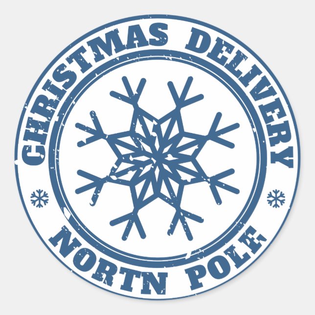 Pegatina Redonda Navidades entregan polo norte (Anverso)