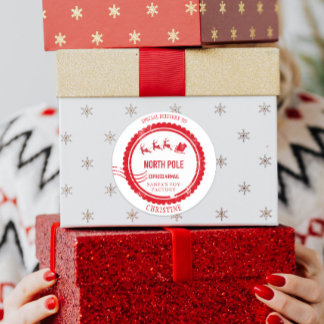 Pegatina Redonda Navidades envían correo desde la entrega del Polo 