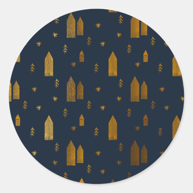 Pegatina Redonda Navidades escandinavos elegantes (Anverso)