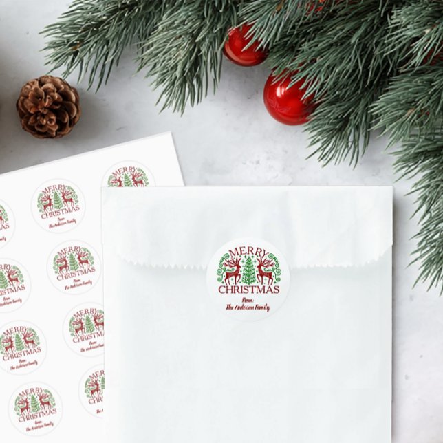 Pegatina Redonda Navidades escandinavos personalizados (Personalized Christmas Stickers
)