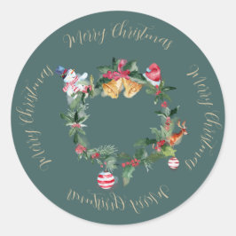 Pegatina Redonda Navidades escriben con correas y holly