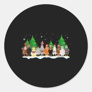 Pegatina Redonda Navidades Escuadrón de Pollos Cute Animales De Gra