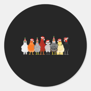 Pegatina Redonda Navidades Escuadrón de Pollos Cute Animales De Gra