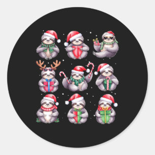 Pegatina Redonda Navidades eslovacos iluminan divertidas lemas sobr