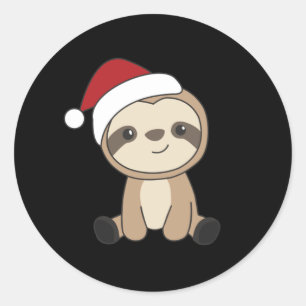 Pegatina Redonda Navidades eslovacos Nieve Animales de invierno Slo