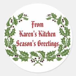 Pegatina Redonda Navidades etiquetan saludos de temporada horneando