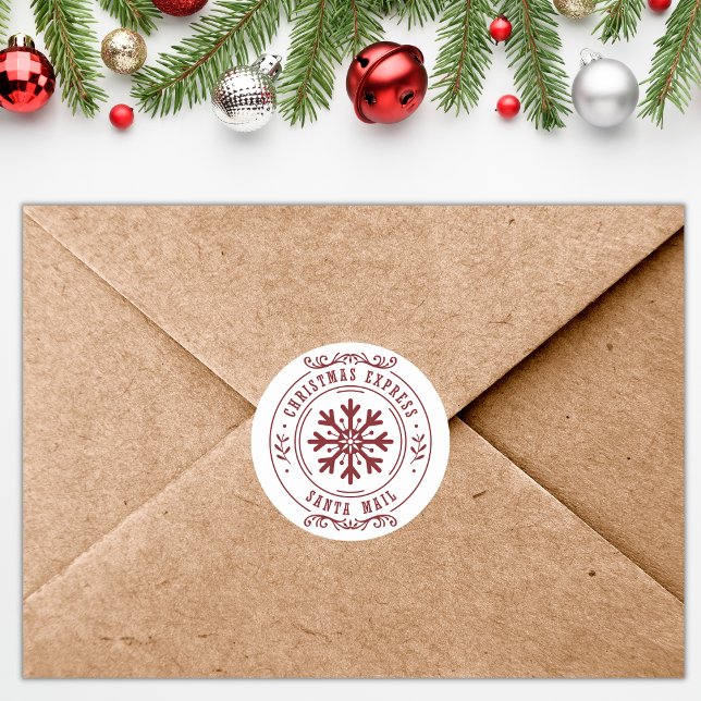 Pegatina Redonda Navidades Express Santa Mail para niños (Subido por el creador)