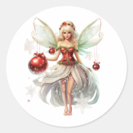Pegatina Redonda Navidades fairy Ornament