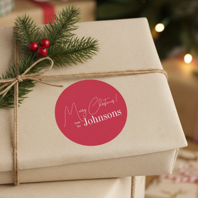 Pegatina Redonda Navidades Familia Roja Moderna (Subido por el creador)