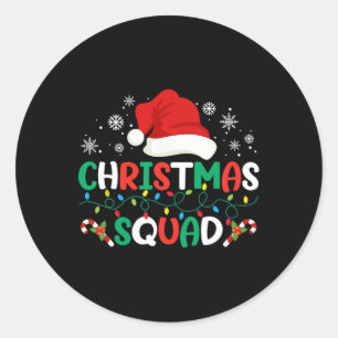 Pegatina Redonda Navidades Familia Squad coincidiendo con divertida