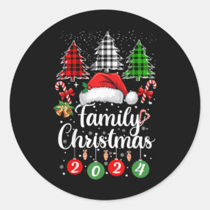 Pegatina Redonda Navidades familiares 2024 Regalos coincidentes Noc